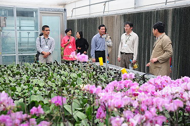 陳耀煌副研究員引導參觀蘭花溫室