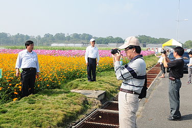 花海景觀區各種花朵綻放，美不勝收