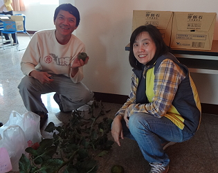 農民攜帶罹病番茄現場請教吳雅芳助研員