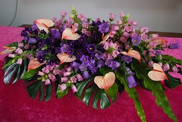 觀摩會會場到處可見以風鈴花為主題的花藝設計