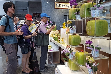 行政大廳內果雕展示