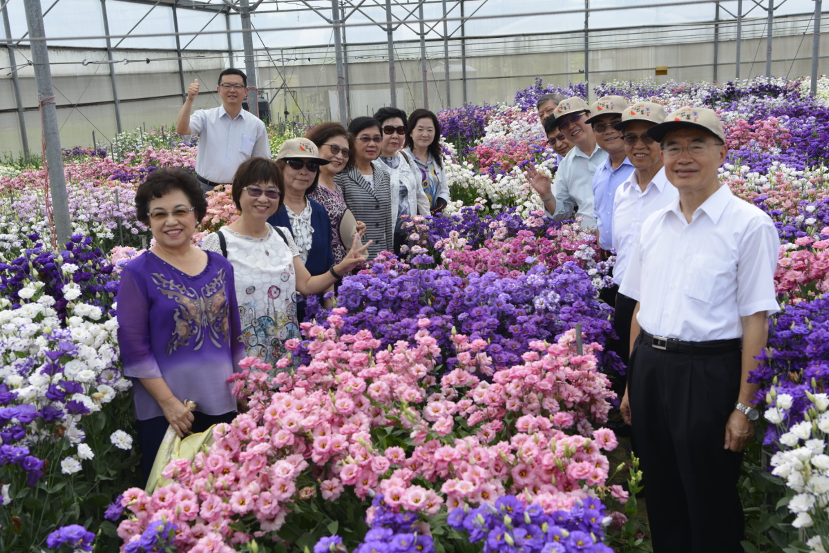 監察委員盛讚本場洋桔梗育種成果豐碩，紛紛拍照留念